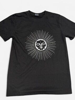 Celestial Sun Moon Graphic Tee Small Black Mystic Shirt